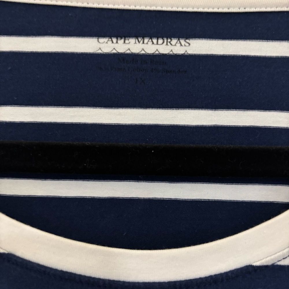 Cape Madras Navy and White Striped Dress Sz XL - Picture 2 of 5